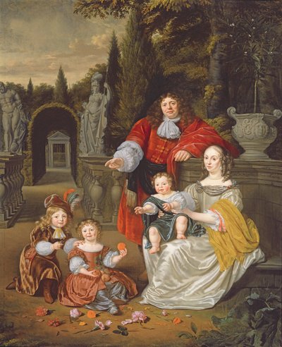 A Family Group on a Terrace, 1670 by Michiel van Musscher